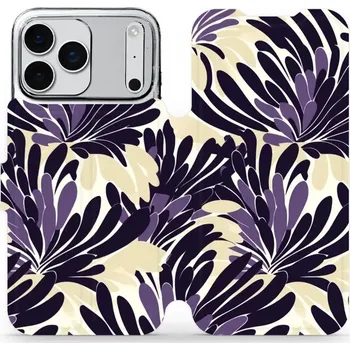 Pouzdro na mobilní telefon Flipové pouzdro Mobiwear - Apple iPhone 17 Pro Max - VA47S Fialová flóra (Knížkové flip pouzdro, obal, kryt na mobil Apple iPhone 17 Pro Max - VA47S Fialová flóra, materiál Umělá kůže + TPU - ochrana 360°, stojánek, silikonová vanička, magnetické zavírání