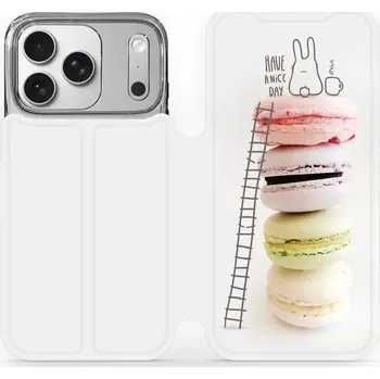 Pouzdro na mobilní telefon Flipové pouzdro Mobiwear - Apple iPhone 17 Pro - M090P Makronky (Knížkové flip pouzdro, obal, kryt na mobil Apple iPhone 17 Pro - M090P Makronky, materiál Umělá kůže + TPU - ochrana 360°, stojánek, silikonová vanička, magnetické zavírání)