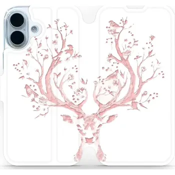 Pouzdro na mobilní telefon Flipové pouzdro Mobiwear - Apple iPhone 17 - M007S Růžový jelínek (Knížkové flip pouzdro, obal, kryt na mobil Apple iPhone 17 - M007S Růžový jelínek, materiál Umělá kůže + TPU - ochrana 360°, stojánek, silikonová vanička, magnetické zavírání)