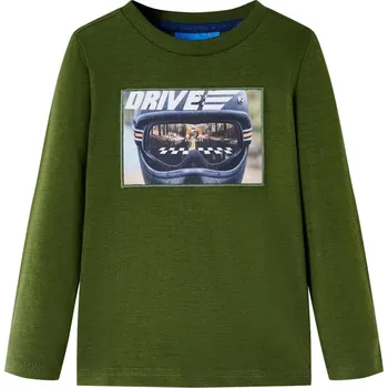 Chlapecké tričko vidaXL Dětské tričko s dlouhým rukávem tmavě 104 [12630] Barva: Khaki