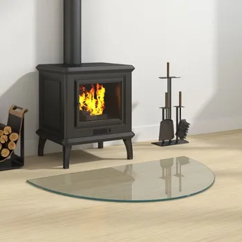 Krbová kamna vidaXL Skleněná deska pod kamna půlkruhová 800 x 500 mm [324109]