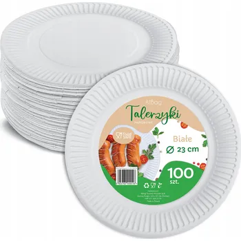Jednorázové nádobí Papírový talíř Allbag bílý 23 cm 100 ks EKO
