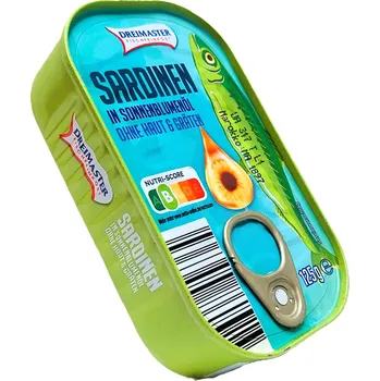 konzervovaná ryba DREIMASTER SARDINEN in Sonnenblumenöl ohne Haut & Gräten - 125g
