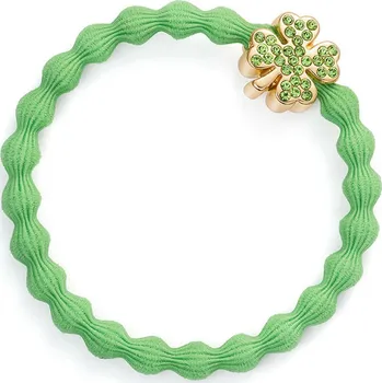 By Eloise London Gold Diamanté Clover Leaf Apple Green