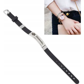 Náramek ZÁCHRANNÝ NÁRAMEK PRO DIABETIKY, KOŽENÝ ČERNÁ