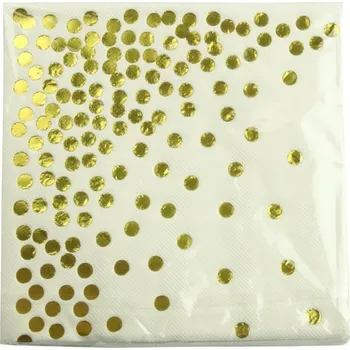 Papírový ubrousek PAPÍROVÉ UBROUSKY SERVITKY k 1. ROCE NAROZENINÁM SVATEBNÍ HOSTINA - ZLATÉ BÍLÉ 33 cm