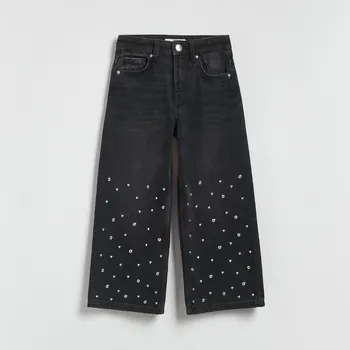 Dětská móda Reserved - Široké džíny s aplikací - černý - 835FF-99J - 835FF-99J-140