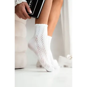 Pánské ponožky Milena Dámské krajkové bílé ponožky Milena bílá 3429173