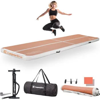Žíněnka inSPORTline Airtrack Airstunt 400x100x10 cm mocha mousse s ruční pumpou