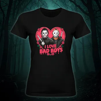 Dámské tričko - I love bad boys Jason Barva: Růžová, Velikost: 3XL, Střih: Dámské