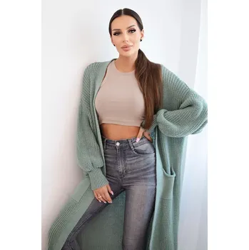 Dámský svetr Kesi Włoski Dlouhý svetr kardigan světle mátový Kesi Włoski tyrkysová 3432597