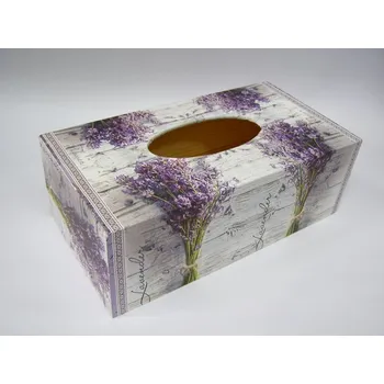 Krabice na papírové kapesníky - Levandule svazek na dřevě