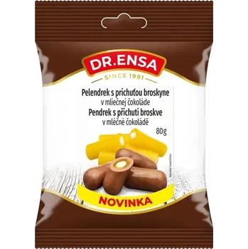 Cukrovinka Dr.Ensa Pendrek s příchutí broskve v mléčné čokoládě 80 g