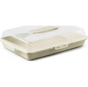 Dóza na potraviny Nádoba na dort Dunya obdélníková 1 l plast béžová
