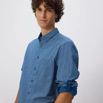 Pánská košile Reserved - Košile s drobným potiskem regular fit - indigová - 845FS-57P - 845FS-57P-M