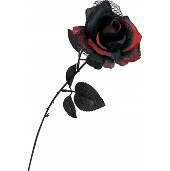 umělá květina Umělá černo-červená RŮŽE Květina Halloweenská Dekorace Ozdoba 40cm