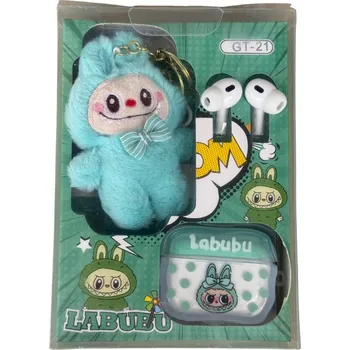 Sluchátka Bezdrátová sluchátka Labubu plyšový tyrkysový