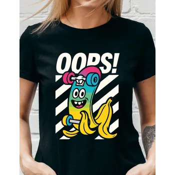 Dámské tričko Dámské tričko - Ooops skateboard Barva: Černá, Velikost: 3XL
