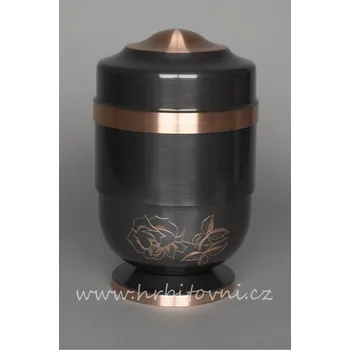 Smuteční dekorace Urna měděná s rytou růží (Pohřební urna)