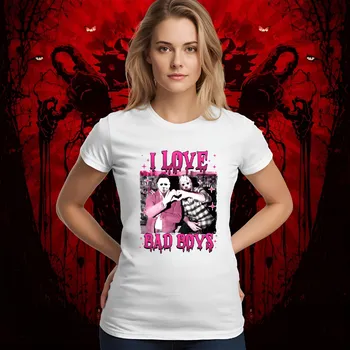 Dámské tričko Dámské tričko - I love bad boys pink Barva: Růžová, Velikost: 2XL, Střih: Dámské