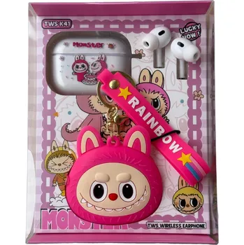 Sluchátka Bezdrátová sluchátka Labubu gumový tmavě růžový