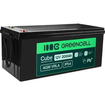 Elektronika Green Cell Greencell AGM VRLA 12V 200Ah bezúdržbová baterie solární boat applications (240x522x226mm)
