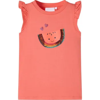 Chlapecké tričko vidaXL Dětské tričko s volánkovými rukávy 140 [10638] Barva: Korálová