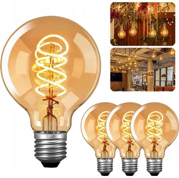 Žárovka LED žárovka E27 filament 4W Edison dekorativní G80 ozdobná velký závit 3ks