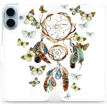 Pouzdro na mobilní telefon Flipové pouzdro Mobiwear - Apple iPhone 17 - M001P Lapač a motýlci (Knížkové flip pouzdro, obal, kryt na mobil Apple iPhone 17 - M001P Lapač a motýlci, materiál Umělá kůže + TPU - ochrana 360°, stojánek, silikonová vanička, magnetické zavírání)