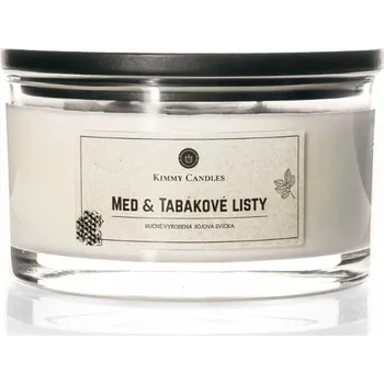 Svíčka KimmyCandles.cz Sójová svíčka Med & Tabákové listy (3 knoty)