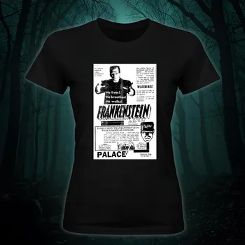 Dámské tričko Dámské tričko - Frankenstein v novinách Barva: Bílá, Velikost: XL, Střih: Dámské