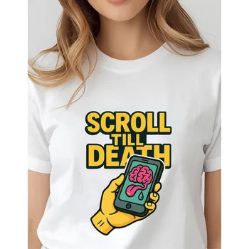 Dámské tričko Dámské tričko - Scroll til death Barva: Růžová, Velikost: 2XL