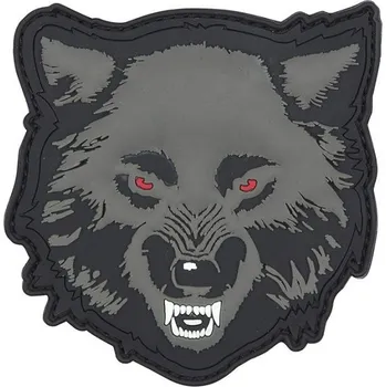 101INC Nášivka 3D plastová VLK s červenýma očima velcro