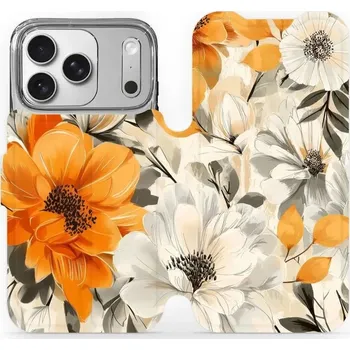 Pouzdro na mobilní telefon Flipové pouzdro Mobiwear - Apple iPhone 17 Pro - VP75S Podzimní květy (Knížkové flip pouzdro, obal, kryt na mobil Apple iPhone 17 Pro - VP75S Podzimní květy, materiál Umělá kůže + TPU - ochrana 360°, stojánek, silikonová vanička, magnetické zavírání)