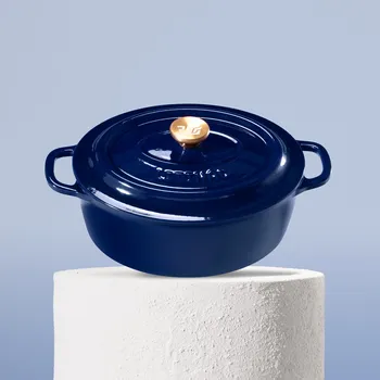 Pánev Huuust Smaltovaný litinový hrnec oválný - 28 cm / Safírově modrá