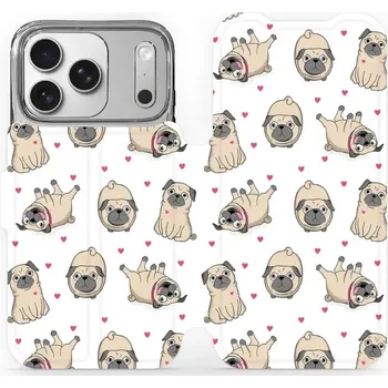 Pouzdro na mobilní telefon Flipové pouzdro Mobiwear - Apple iPhone 17 Pro - M097P Mopsíci (Knížkové flip pouzdro, obal, kryt na mobil Apple iPhone 17 Pro - M097P Mopsíci, materiál Umělá kůže + TPU - ochrana 360°, stojánek, silikonová vanička, magnetické zavírání)