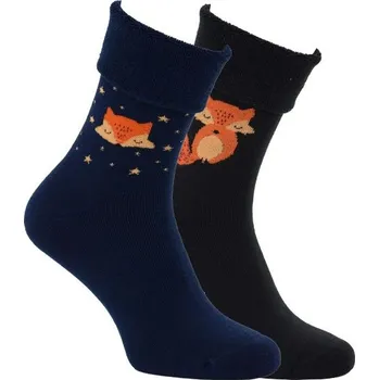 Dámské ponožky OXSOX dámské barevné teplé froté ohrnovací ponožky lištičky / 65006 Velikost: 35 - 38, Barva: modrá