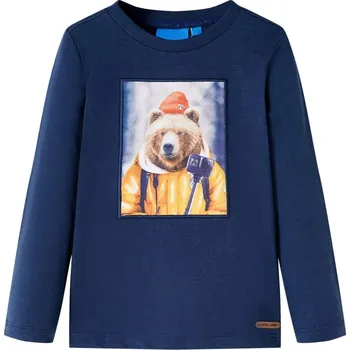 Chlapecké tričko vidaXL Dětské tričko s dlouhým rukávem námořnicky modré melanž 104 [12765]