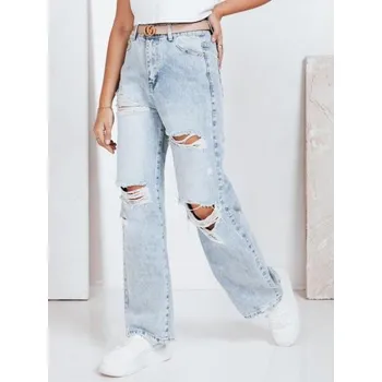 Dámské džíny Dámské široké džíny s odřeninami, modré