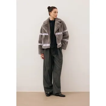 Dámský kabát BIZUU Kabát GREGORIA Šedá Standard Fit 40