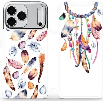 Pouzdro na mobilní telefon Flipové pouzdro Mobiwear - Apple iPhone 17 Pro Max - M003S Lapač a barevná pírka (Knížkové flip pouzdro, obal, kryt na mobil Apple iPhone 17 Pro Max - M003S Lapač a barevná pírka, materiál Umělá kůže + TPU - ochrana 360°, stojánek, silikonová vanička,)