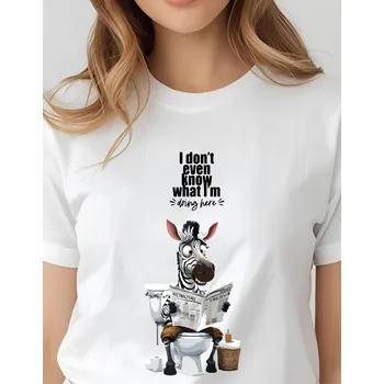 Dámské tričko Dámské tričko - Zebra na záchodě Barva: Bílá, Velikost: 2XL