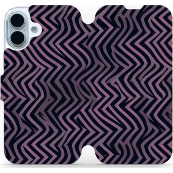 Pouzdro na mobilní telefon Flipové pouzdro Mobiwear - Apple iPhone 17 - VA55S Fialové klikyháky (Knížkové flip pouzdro, obal, kryt na mobil Apple iPhone 17 - VA55S Fialové klikyháky, materiál Umělá kůže + TPU - ochrana 360°, stojánek, silikonová vanička, magnetické zavírání)