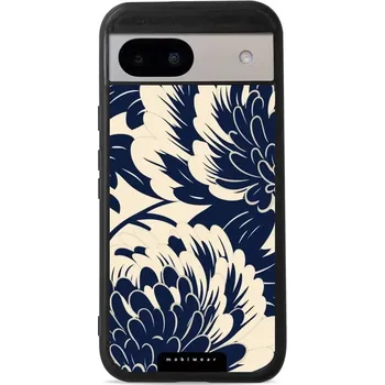 Pouzdro na mobilní telefon Lesklý kryt Mobiwear Glossy - Google Pixel 8A - GA40G Modré a béžové květy (Prémiové lesklé pouzdro, obal, kryt Mobiwear Glossy na mobil Google Pixel 8A - GA40G Modré a béžové květy, materiál Plast + TPU silikon - krytí po všech stranách, neošoupatelný)