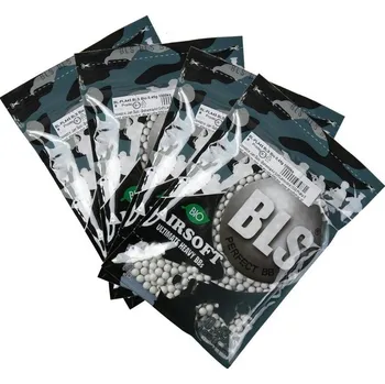 Airsoftová kulička Airsoftové kuličky BLS Ultimate Heavy BIO 0,45g, 1000bb, bílé, 4x