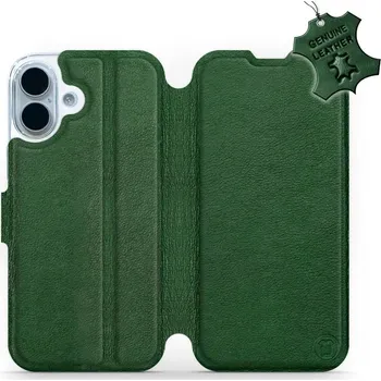 Telefonní příslušenství Kožené flip pouzdro Mobiwear - Apple iPhone 17 - Zelené (Kožené knížkové pouzdro, obal, kryt na mobil Apple iPhone 17, Zelené , materiál Genuine Leather, ochrana 360°, stojánek, silikonová vanička, magnetické zavírání)
