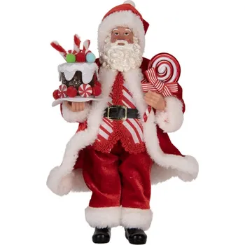 Vánoční figurka Santa Claus s dortem a sladkostmi – 16x8x28 cm