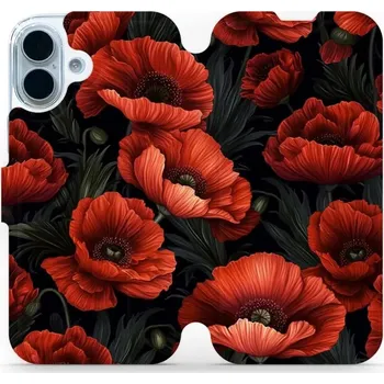 Pouzdro na mobilní telefon Flipové pouzdro Mobiwear - Apple iPhone 17 - VP45S Temné červené květy (Knížkové flip pouzdro, obal, kryt na mobil Apple iPhone 17 - VP45S Temné červené květy, materiál Umělá kůže + TPU - ochrana 360°, stojánek, silikonová vanička, magnetické zavírání)
