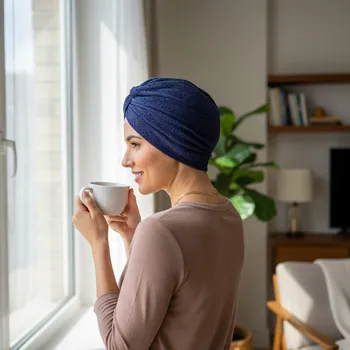 Ebbie Turban-twist madeira - TMAVĚ MODRÝ Velikost: 54