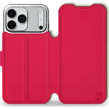 Pouzdro na mobilní telefon Flipové pouzdro Mobiwear Semiš - Apple iPhone 17 Pro Max - Rudé & Béžové (Knížkové semišové flip pouzdro, obal, kryt na mobil Apple iPhone 17 Pro Max - Rudé & Béžové, materiál semiš + TPU, ochrana 360°, stojánek, silikonová vanička, magnetické zavírání)